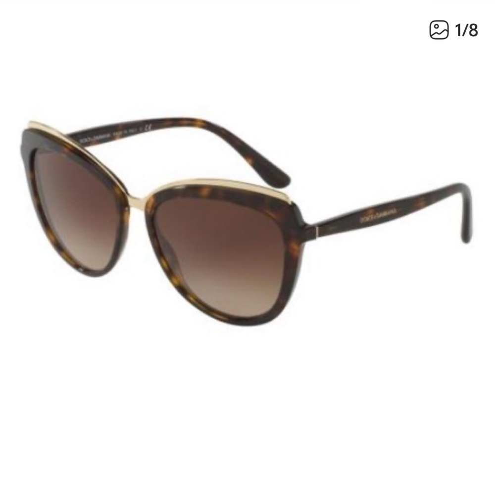 DG Sunglasses dolce D&G logo Brown Gradient 4303 Cat eye cateye case gabanna